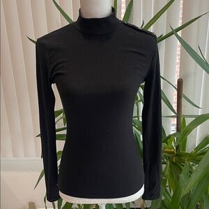 Shein Black Ribbed Long Sleeve Top size XS